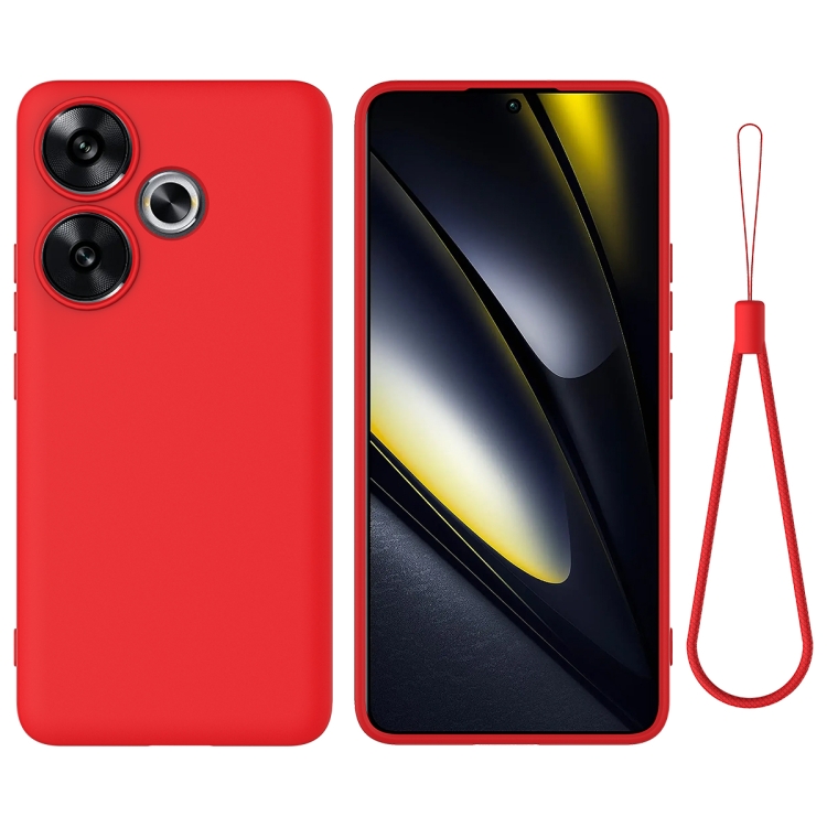 

For Xiaomi Poco F6 Solid Color Liquid Silicone Dropproof Full Coverage Phone Case(Red)