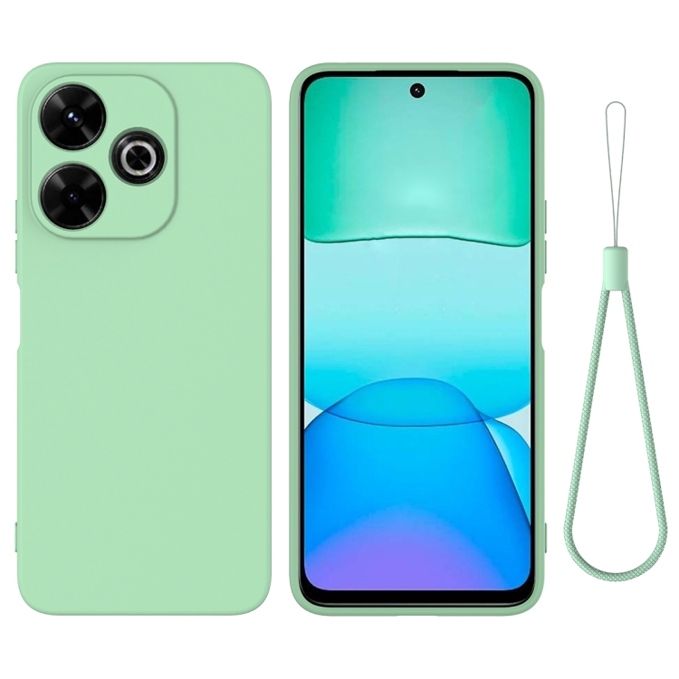 

For Xiaomi Poco M6 4G Solid Color Liquid Silicone Dropproof Full Coverage Phone Case(Green)