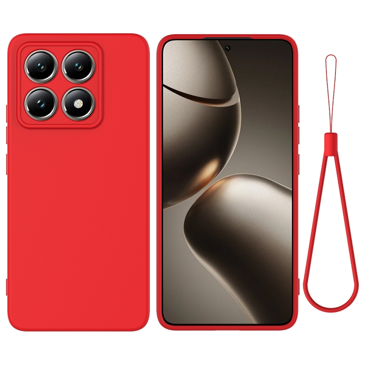

For Xiaomi 14T Pro Solid Color Liquid Silicone Dropproof Full Coverage Phone Case(Red)