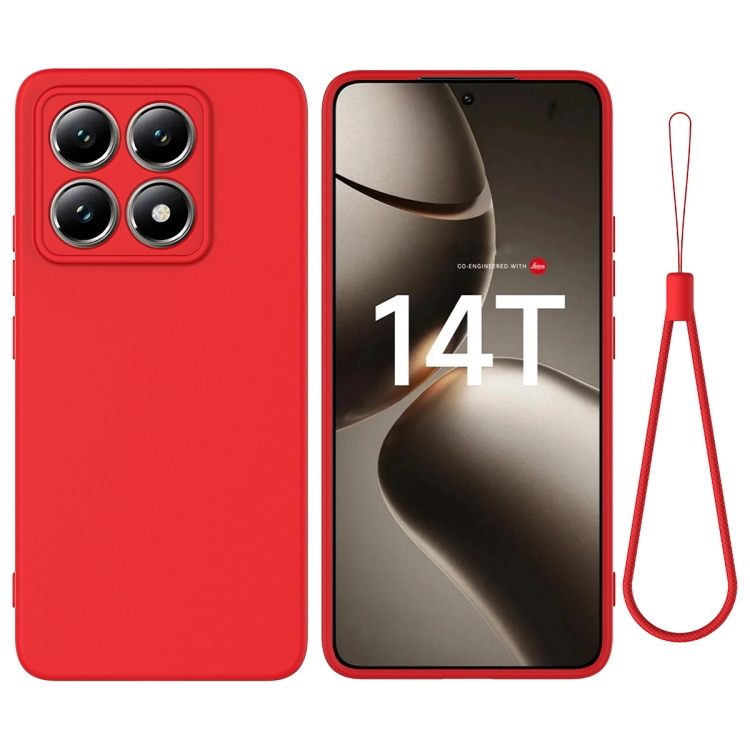 

For Xiaomi 14T Solid Color Liquid Silicone Dropproof Full Coverage Phone Case(Red)
