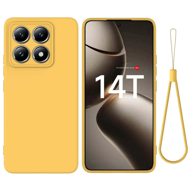 

For Xiaomi 14T Solid Color Liquid Silicone Dropproof Full Coverage Phone Case(Yellow)