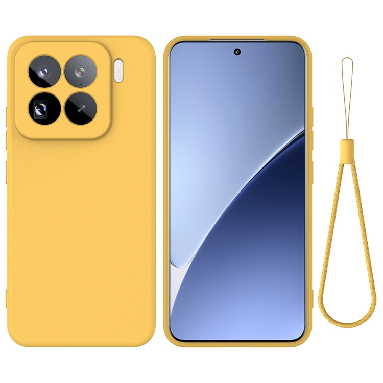 

For Xiaomi 15 Pro Solid Color Liquid Silicone Dropproof Full Coverage Phone Case(Yellow)