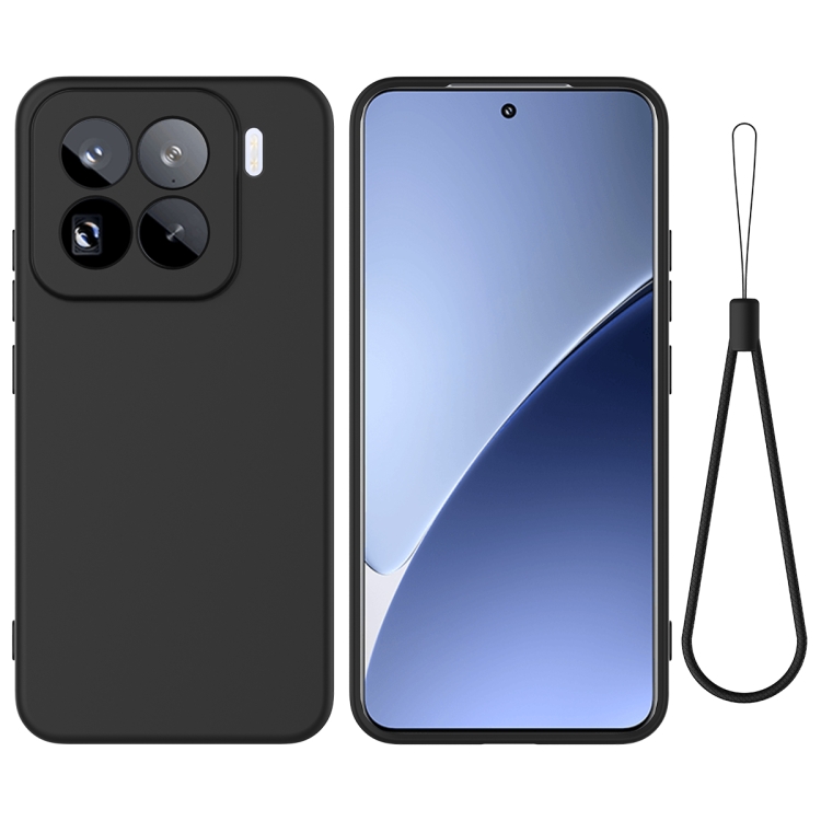 

For Xiaomi 15 Pro Solid Color Liquid Silicone Dropproof Full Coverage Phone Case(Black)