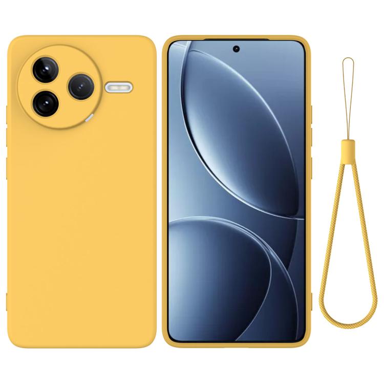 

For Xiaomi Poco F7 Pro Solid Color Liquid Silicone Dropproof Full Coverage Phone Case(Yellow)