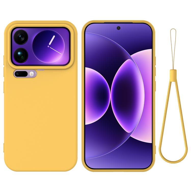 

For Xiaomi 17 Pro Solid Color Liquid Silicone Dropproof Full Coverage Phone Case(Yellow)