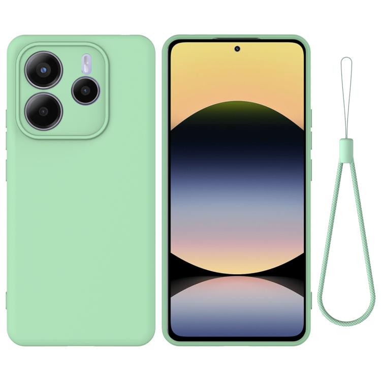 

For Redmi Note 14 5G Global Solid Color Liquid Silicone Dropproof Full Coverage Phone Case(Green)