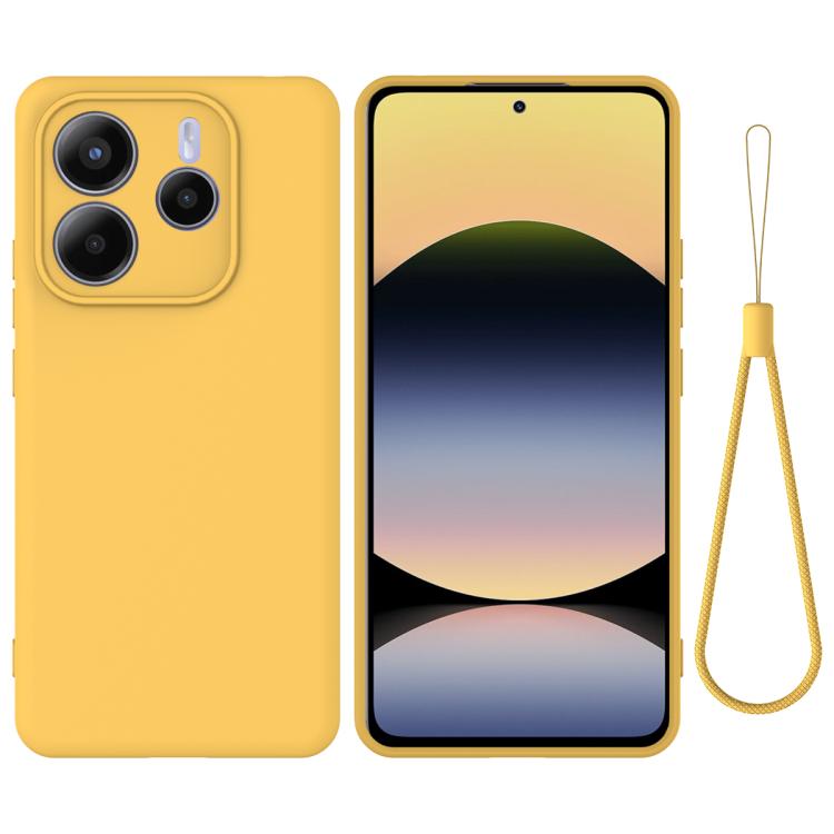 

For Redmi Note 14 5G Global Solid Color Liquid Silicone Dropproof Full Coverage Phone Case(Yellow)
