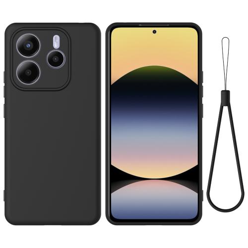 

For Redmi Note 14 5G Global Solid Color Liquid Silicone Dropproof Full Coverage Phone Case(Black)