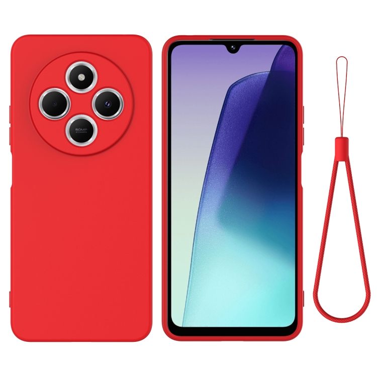 

For Redmi A4 5G Solid Color Liquid Silicone Dropproof Full Coverage Phone Case(Red)