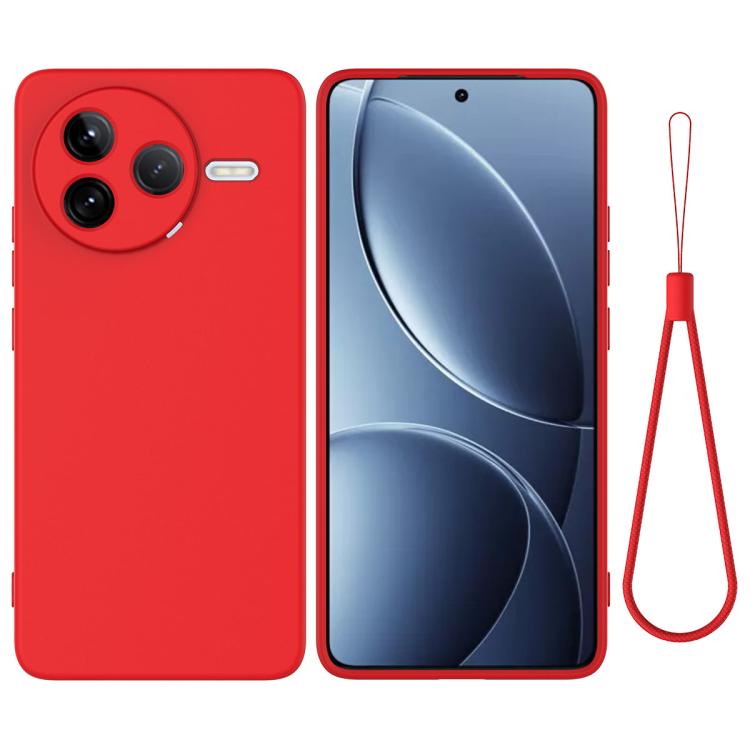 

For Redmi K80 Solid Color Liquid Silicone Dropproof Full Coverage Phone Case(Red)