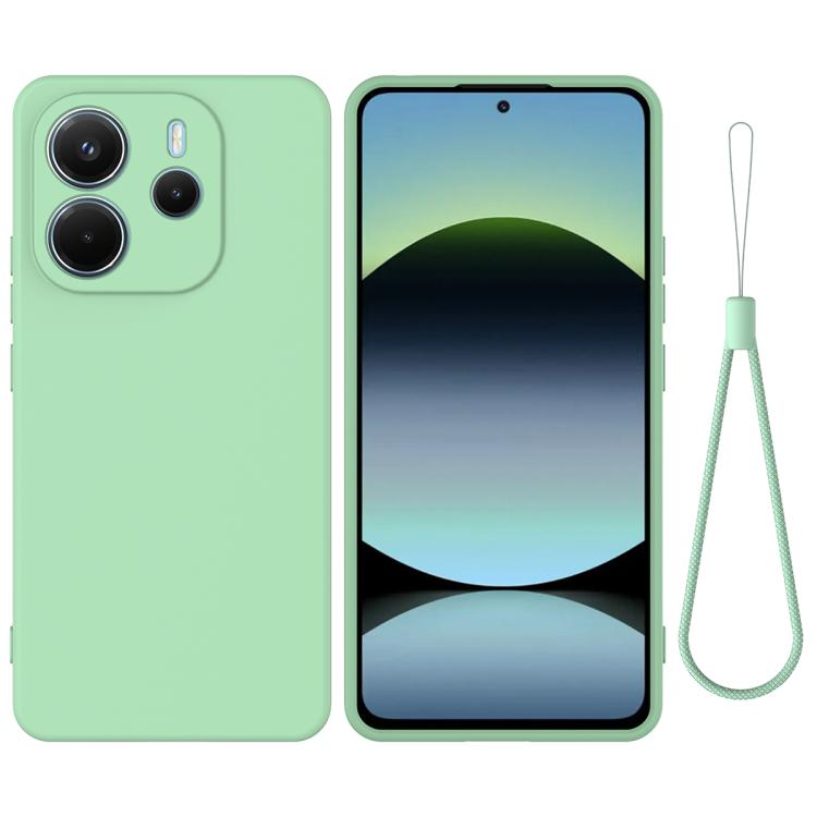 

For Redmi Note 14 4G 163.25mm Solid Color Liquid Silicone Dropproof Full Coverage Phone Case(Green)