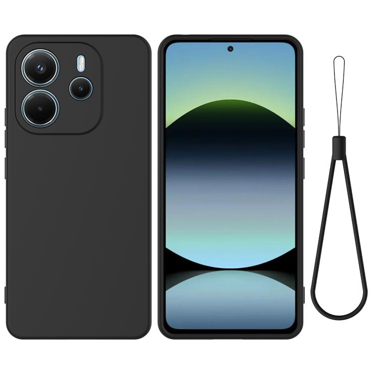 

For Redmi Note 14 4G 163.25mm Solid Color Liquid Silicone Dropproof Full Coverage Phone Case(Black)