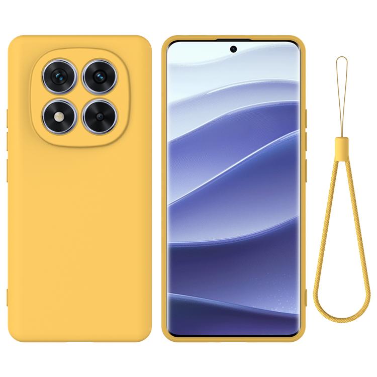 

For Redmi Note 14 Pro 4G Solid Color Liquid Silicone Dropproof Full Coverage Phone Case(Yellow)