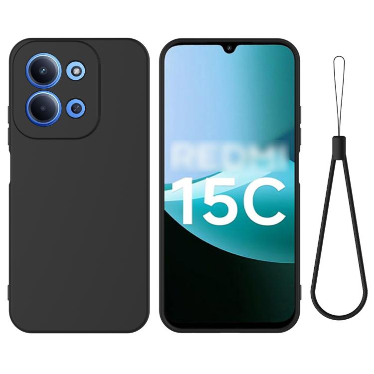 

For Redmi 15C 5G / 4G Global 171mm Solid Color Liquid Silicone Dropproof Full Coverage Phone Case(Black)