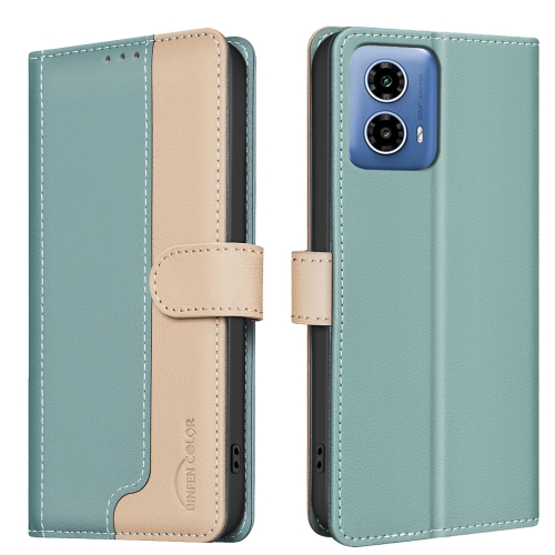 

For Motorola Moto G34 5G / G45 5G Color Matching RFID Anti-theft Leather Phone Case(Green)