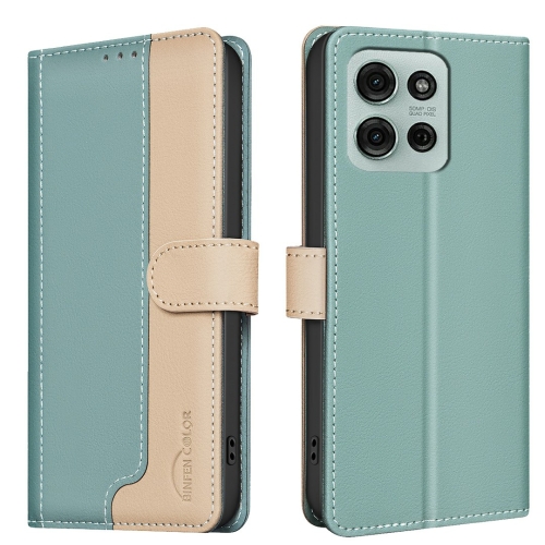 

For Motorola Moto G75 5G Color Matching RFID Anti-theft Leather Phone Case(Green)