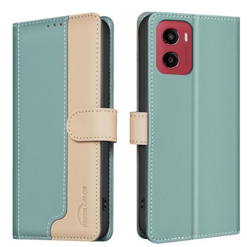 

For Motorola Moto G05 Color Matching RFID Anti-theft Leather Phone Case(Green)