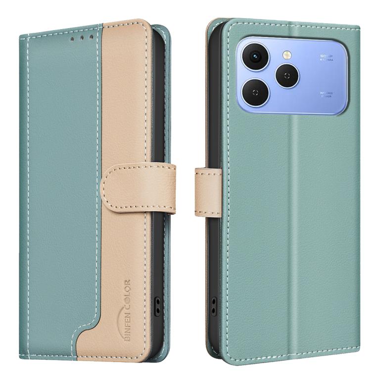 

For Tecno Spark 40 4G Color Matching RFID Anti-theft Leather Phone Case(Green)