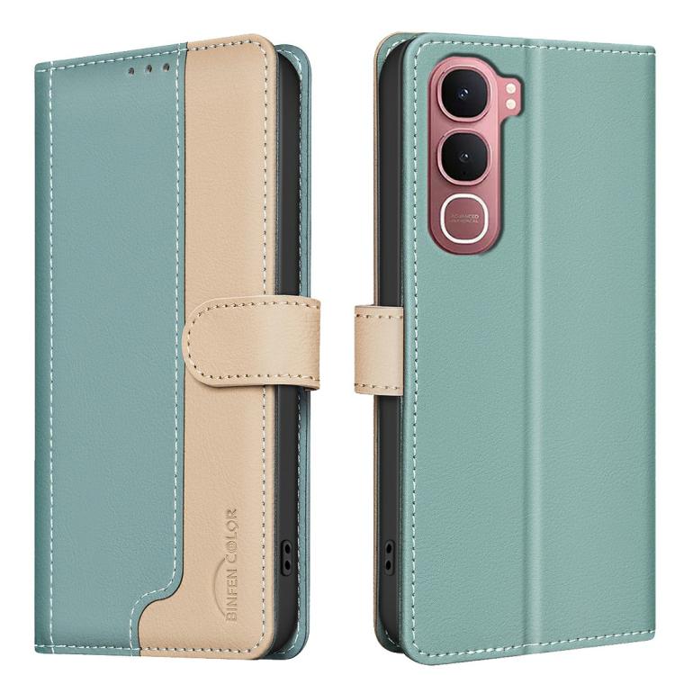 

For vivo Y31 5G 2025 Color Matching RFID Anti-theft Leather Phone Case(Green)