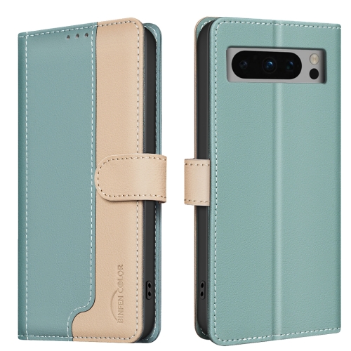 

For Google Pixel 9 Pro Color Matching RFID Anti-theft Leather Phone Case(Green)