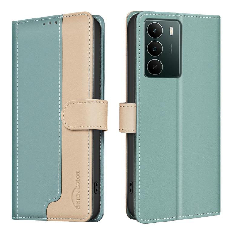 

For Realme C71 4G Global Color Matching RFID Anti-theft Leather Phone Case(Green)