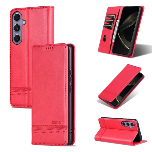

For Samsung Galaxy S25+ 5G AZNS Magnetic Calf Texture Flip Leather Phone Case(Red)