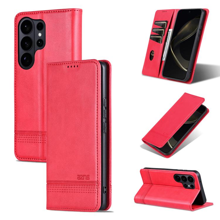 

For Samsung Galaxy S26 Ultra 5G AZNS Magnetic Calf Texture Flip Leather Phone Case(Red)