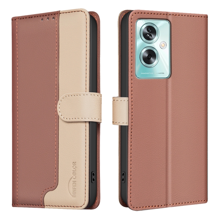 

For OPPO A79 5G Color Matching RFID Anti-theft Leather Phone Case(Brown)