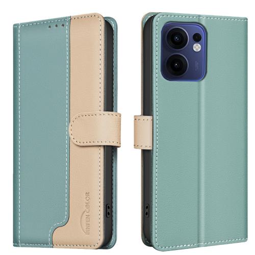 

For OPPO Reno13 F 5G Color Matching RFID Anti-theft Leather Phone Case(Green)