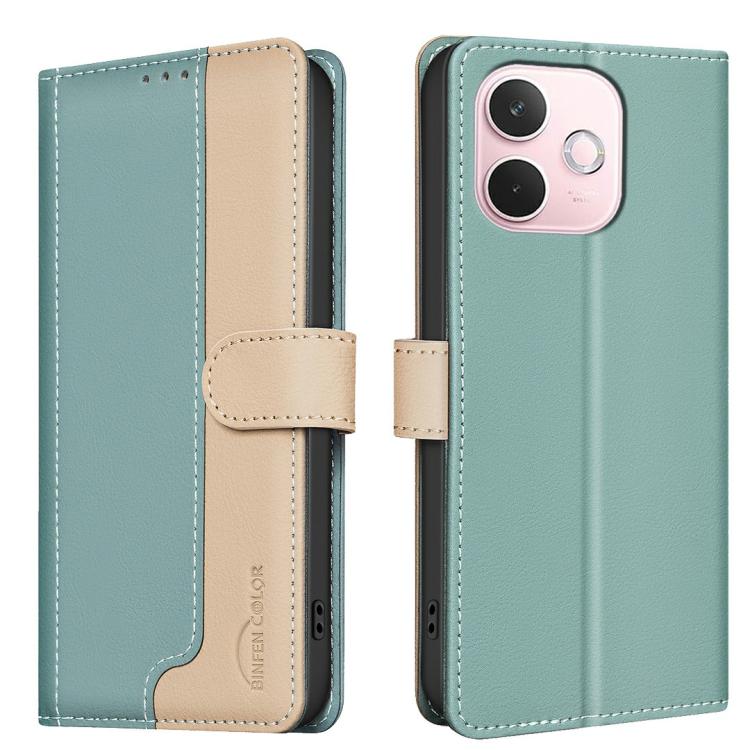 

For OPPO A5 Pro 5G Color Matching RFID Anti-theft Leather Phone Case(Green)