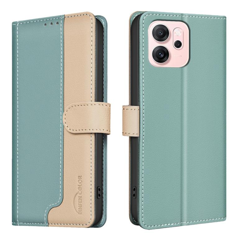 

For OPPO Reno14 F 5G Color Matching RFID Anti-theft Leather Phone Case(Green)