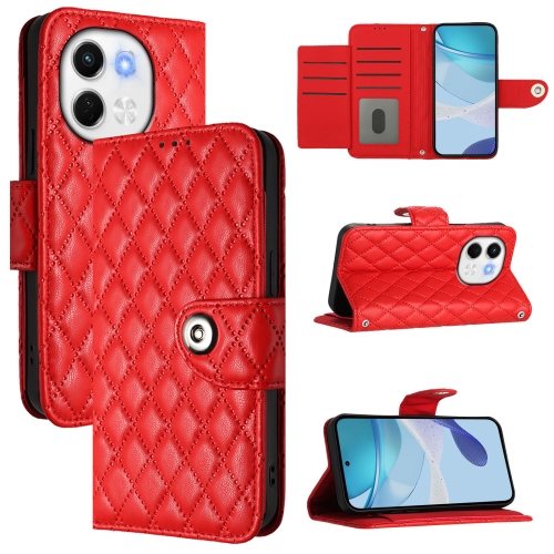 

For Tecno Spark 30 5G Rhombic Texture Flip Leather Phone Case with Lanyard(Red)