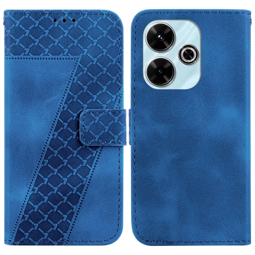 

For Xiaomi Redmi 13 4G Seven-shaped Embossed Leather Phone Case(Blue)