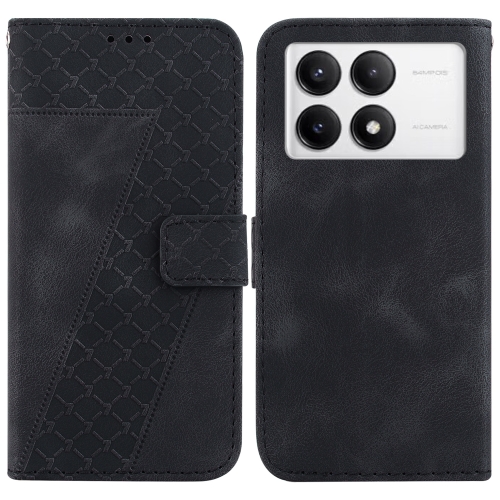 

For Xiaomi Redmi K70 / K70 Pro Seven-shaped Embossed Leather Phone Case(Black)