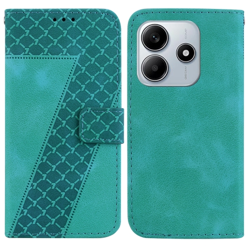 For Redmi Note 14 5G Seven-shaped Embossed Leather Phone Case(Green)