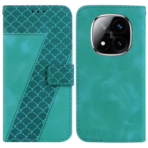 

For Redmi Note 14 Pro / Note 14 Pro+ 5G Seven-shaped Embossed Leather Phone Case(Green)