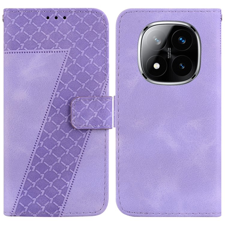 

For Redmi Note 14 Pro / Note 14 Pro+ 5G Seven-shaped Embossed Leather Phone Case(Purple)