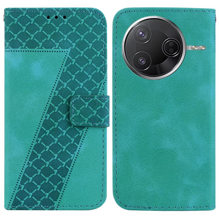 

For Redmi K80 / K80 Pro Seven-shaped Embossed Leather Phone Case(Green)