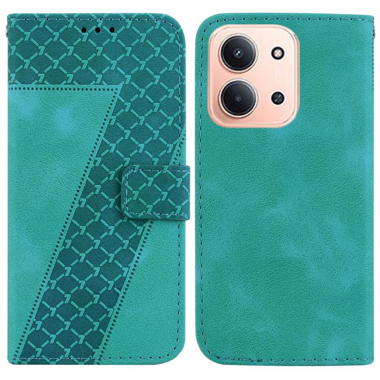 

For Redmi 15C 4G 173.1mm / 15C 5G 173.1mm Seven-shaped Embossed Leather Phone Case(Green)