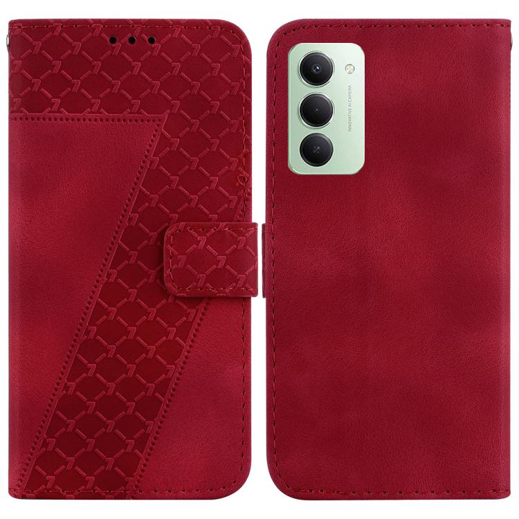 

For Redmi 15 5G Global / 15 4G SEA 169.5mm Seven-shaped Embossed Leather Phone Case(Red)