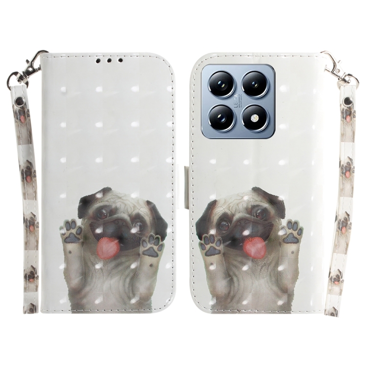 

For Xiaomi 14T 3D Colored Flip Leather Phone Case(Pug)