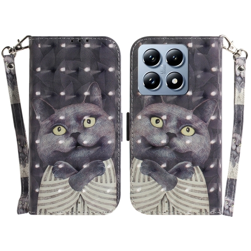 

For Xiaomi 14T 3D Colored Flip Leather Phone Case(Hug Cat)