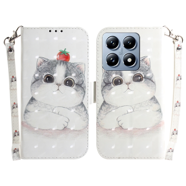 

For Xiaomi 14T 3D Colored Flip Leather Phone Case(Cute Cat)