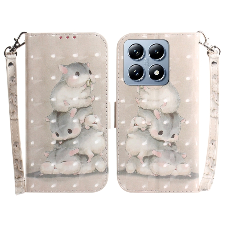 

For Xiaomi 14T Pro 3D Colored Flip Leather Phone Case(Squirrels)