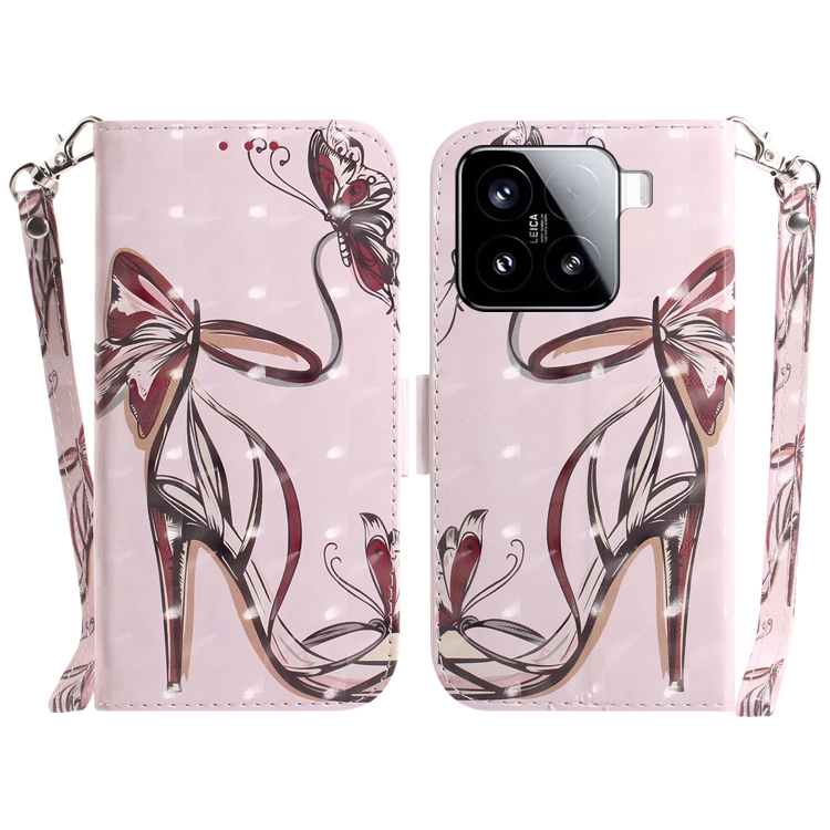 

For Xiaomi 15 3D Colored Flip Leather Phone Case(Butterfly High-heeled)