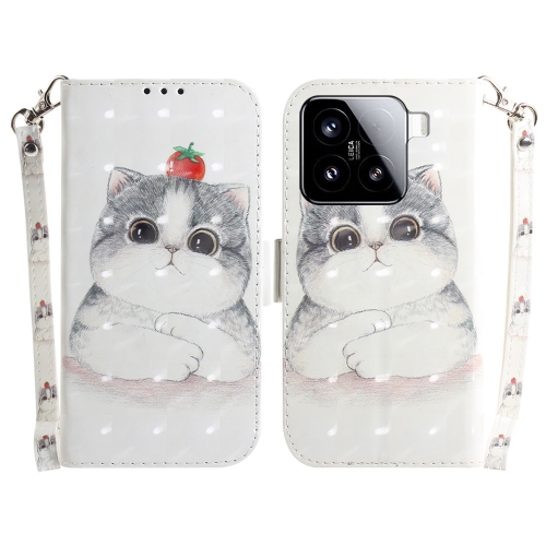 

For Xiaomi 15 3D Colored Flip Leather Phone Case(Cute Cat)