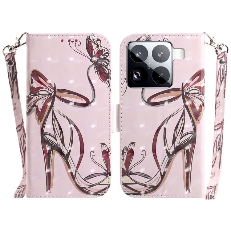 

For Xiaomi 15 Pro 3D Colored Flip Leather Phone Case(Butterfly High-heeled)