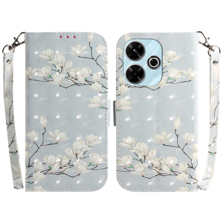 

For Xiaomi Redmi 13 4G 3D Colored Flip Leather Phone Case(Magnolia)