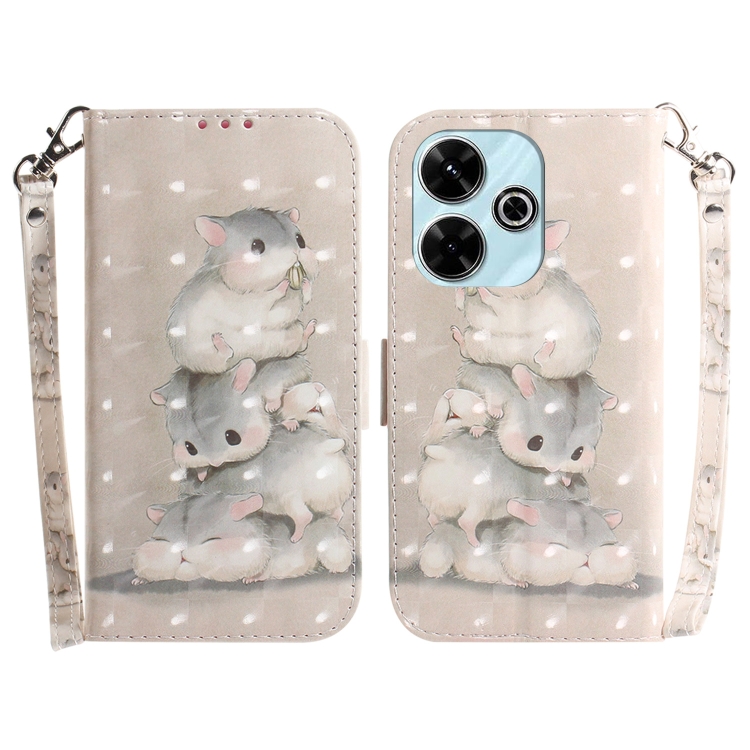 

For Xiaomi Redmi 13 4G 3D Colored Flip Leather Phone Case(Squirrels)