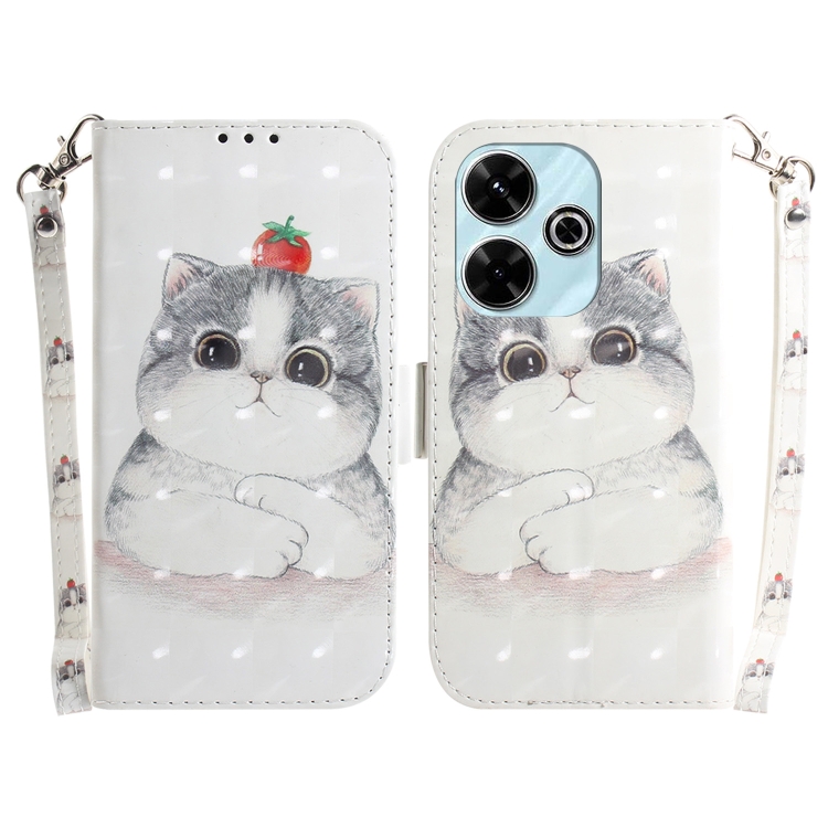 

For Xiaomi Redmi 13 4G 3D Colored Flip Leather Phone Case(Cute Cat)